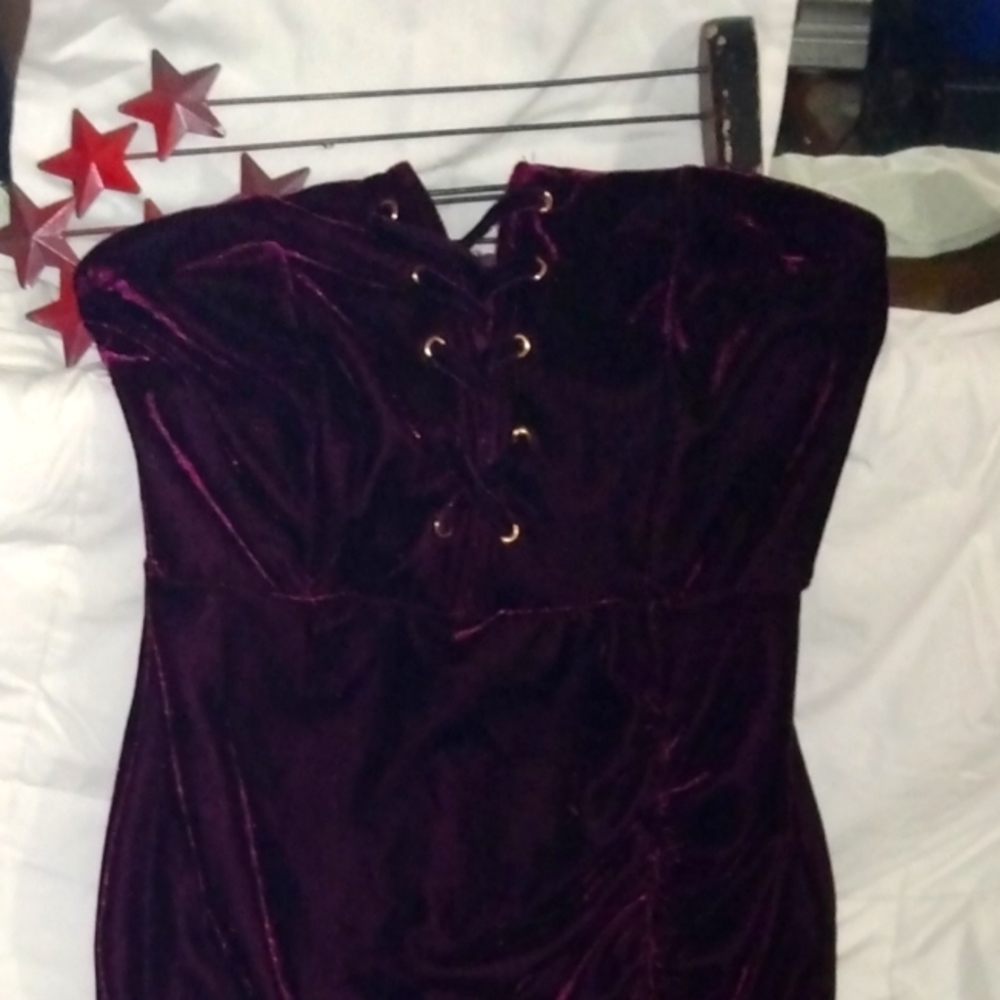 Strapless dress velvet burgundy size9